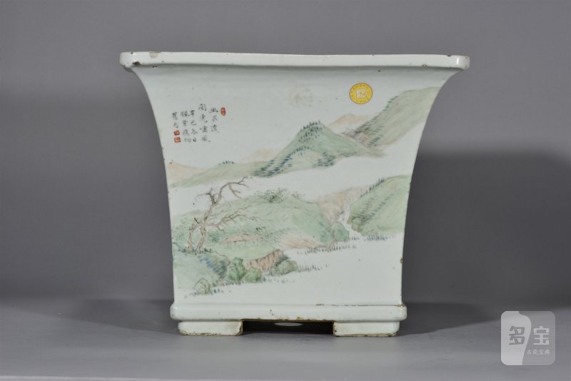 清光绪 右文山水四方大花盆 - 图9